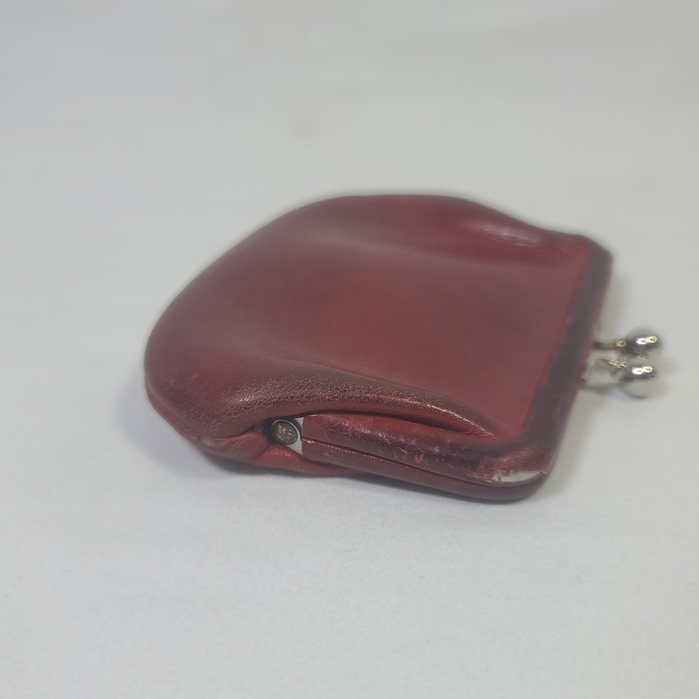 RARE Vintage Coach Kisslock Coin Change Purse Wallet Red Leather No. 7155 - Picture 3 of 10